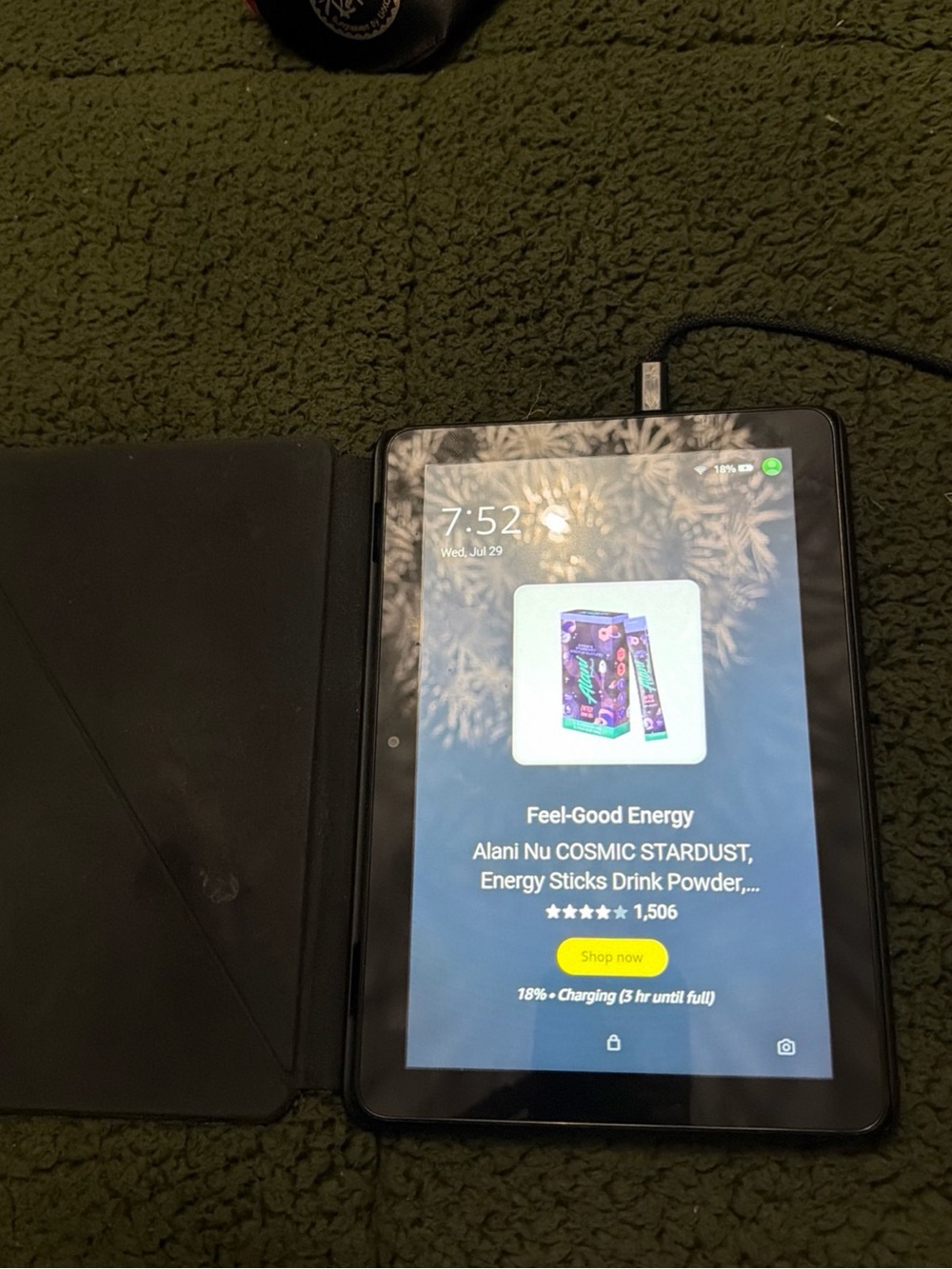 Amazon Black Tablet with Charging Cable and Cover